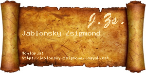 Jablonsky Zsigmond névjegykártya